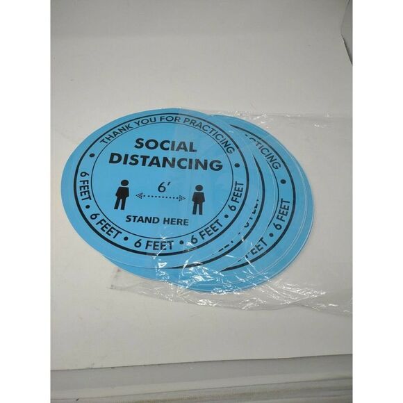 Social Distancing floor decal pack of 20 blue 10" with human figures diagram - Picture 5 of 5